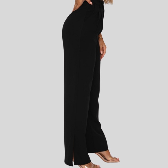 White Fox Press Pause Wide Leg Split Hem Pants Sz. Medium NWT - Picture 8 of 15